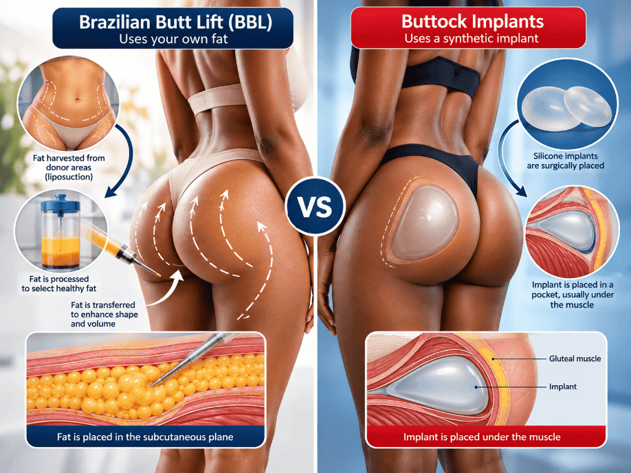 BBL vs Buttock Implants